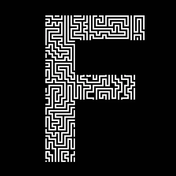 Letter Latin English Alphabet White Letter Composed Maze Pattern Isolated — стоковое фото