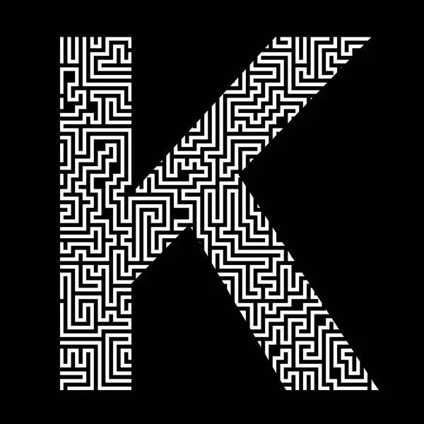 Letter Latin English Alphabet White Letter Composed Maze Pattern Isolated — Stockfoto