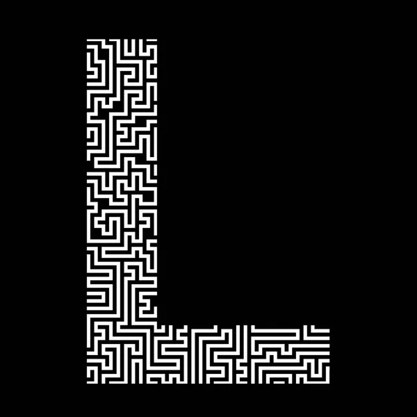 Letter Latin English Alphabet White Letter Composed Maze Pattern Isolated — стоковое фото