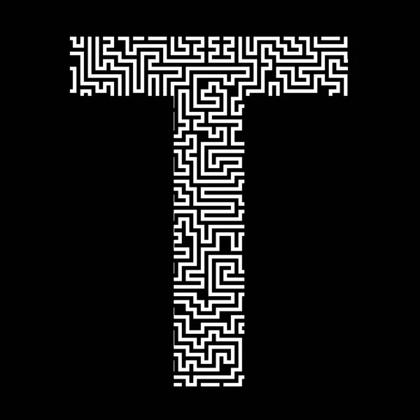 Letter Latin English Alphabet White Letter Composed Maze Pattern Isolated — стоковое фото
