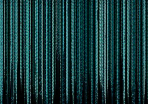 Blue Binary Code Matrix Isolated Black Background Symbols Currencies Different — 스톡 사진