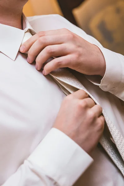 Bruidegom, hand, bruiloft — Stockfoto