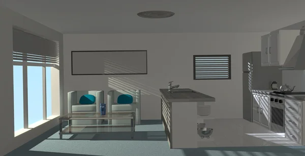 modern tarz mutfak 3d render