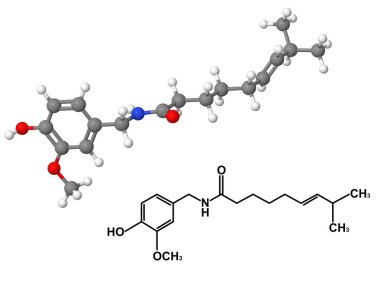 Capsaicin molecule with chemical formula clipart