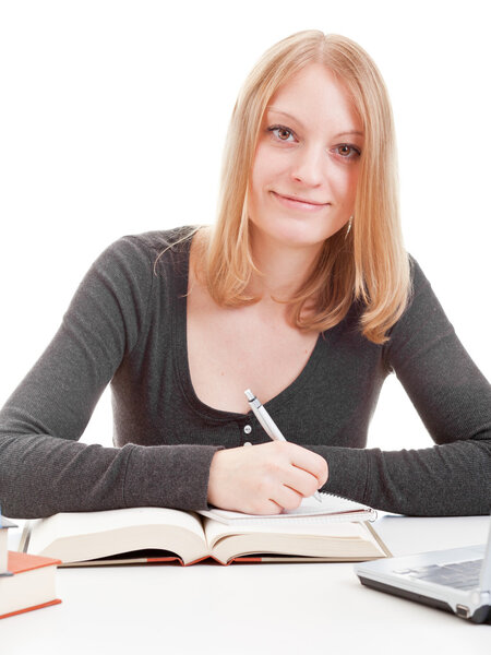Female student studying