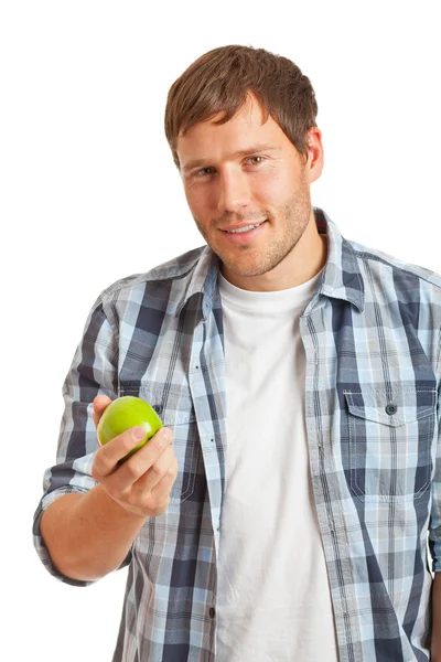 Молодий чоловік з яблуком — стокове фото
