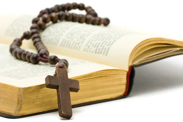 Rosary with holy bible — Stock Photo, Image