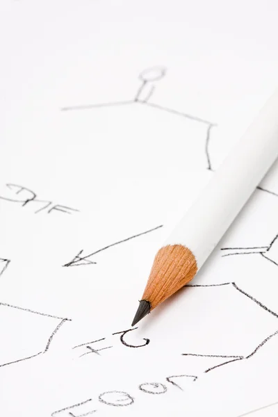 Pencil on paper with chemical formula — Stock Photo, Image