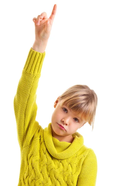 Chica levantando la mano — Foto de Stock