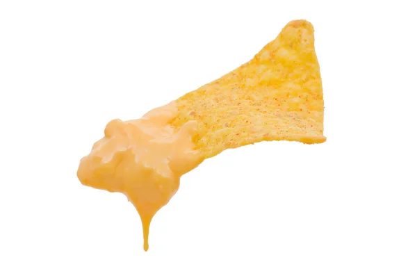 Nacho con salsa de queso — Foto de Stock