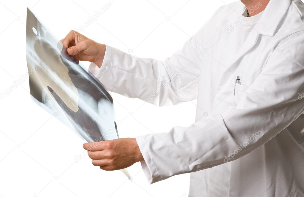 Doctor checking xray image