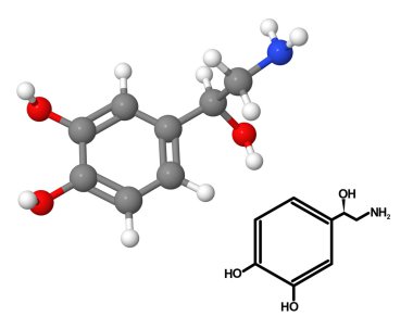 norepinefrin molekülün kimyasal formülü ile