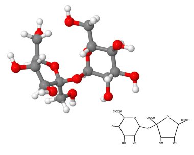 Sucrose molecule with chemical formula clipart