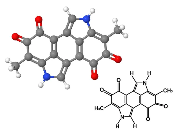 Melanin-Molekül mit chemischer Formel — Stockfoto