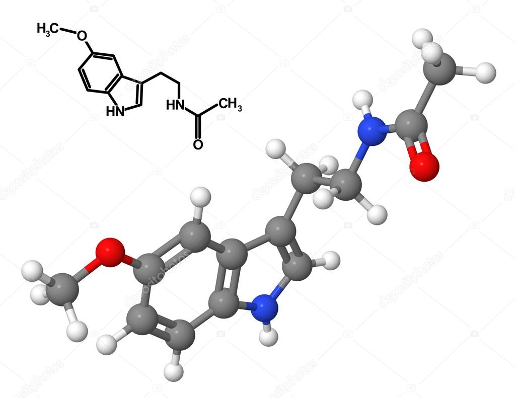 Melatonin molecule with chemical formula