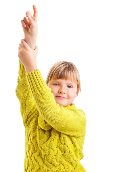 Chica levantando la mano — Foto de Stock