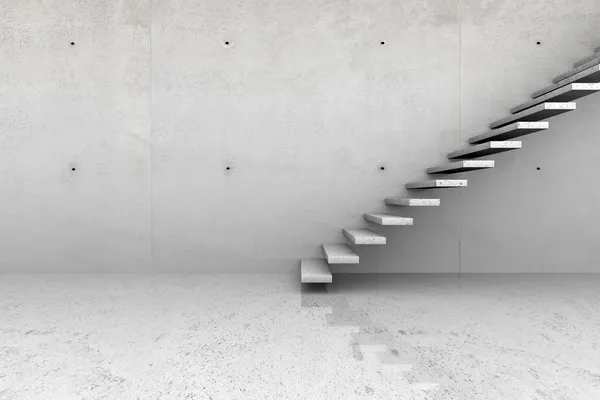 Quarto de concreto com escadas — Fotografia de Stock