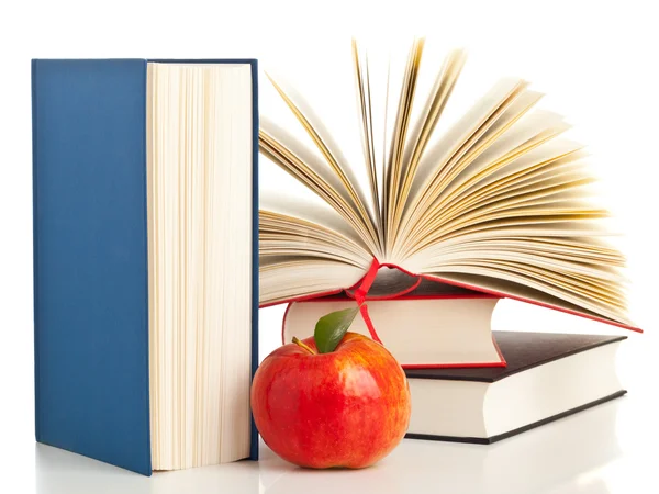 Bücher und Apfel — Stockfoto