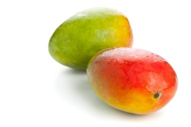 Beyaz arka plan üzerinde iki mango
