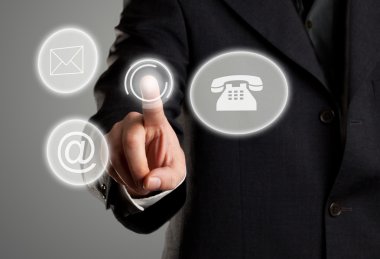 Contact display with mail, e-mail and phone icons