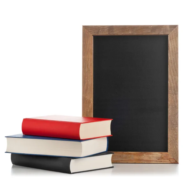 Blackboard with books — Stock Photo, Image