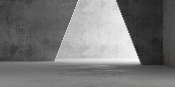 奥行のある斜めの壁を持つ間接照明付きの抽象的な空の近代的なコンクリートルーム 工業用インテリア背景テンプレート 3Dイラスト — ストック写真