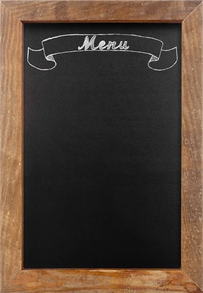 "meny" krita skriva på svarta tavlan med kopia utrymme — Stockfoto