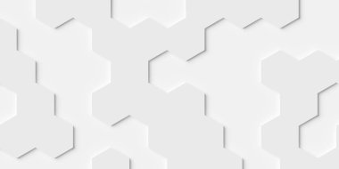 Modern minimal beyaz, iki seviye inset bal peteği altıgen geometrik desen arkaplan düz, yukarıdan üst görünüm, 3D illüstrasyon