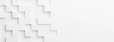 Rastgele yerleştirilmiş beyaz kare kutular arkaplan duvar kağıdı pankart şablonunu kopyalama alanı, 3B illüstrasyon