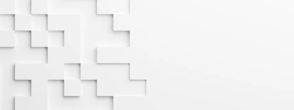 Случайная Инкрустация Белые Квадратные Квадратные Коробки Блок Фона Шаблон Баннера — стоковое фото