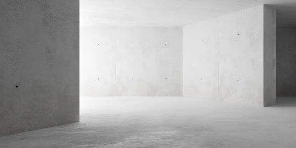 抽象的な空の 左からの間接照明を備えた現代的なコンクリートの部屋 傾斜した内壁とラフフロア 産業インテリア背景テンプレート 3Dイラスト — ストック写真