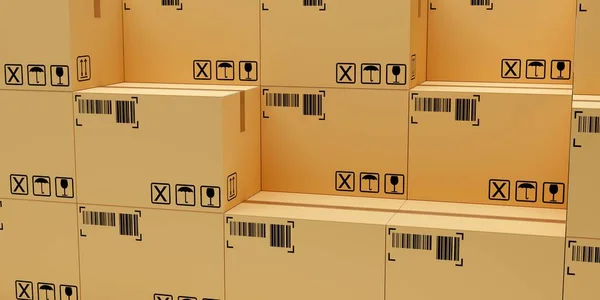 Huge Stack Carton Cardboard Boxes Background Freight Cargo Delivery Storage — Stock Photo, Image