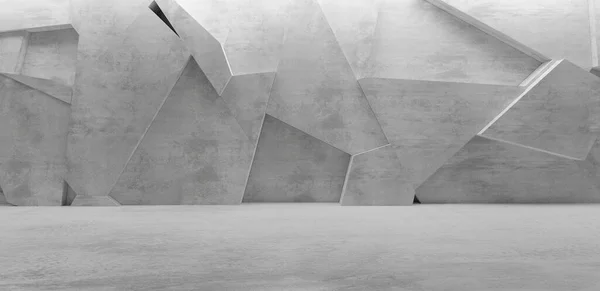 Анотація Порожня Сучасна Бетонна Кімната Абстрактною Стіною Полігональної Геометрії Непряме — стокове фото