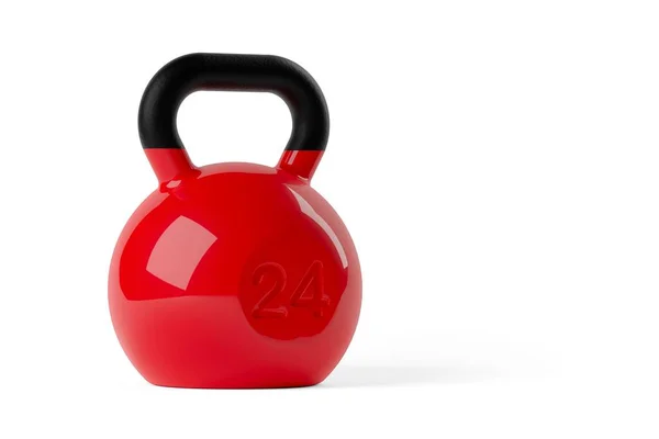 Único Kettlebell Fitness Vermelho Preto Sobre Fundo Branco Exercício Muscular — Fotografia de Stock