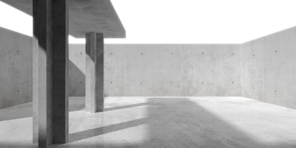 抽象的な空 影と光沢のある床とオープン天井から間接照明と近代的なコンクリートの部屋 産業インテリア背景テンプレート 3Dイラスト — ストック写真