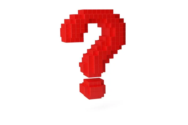 Rode Vraagteken Symbool Gemaakt Van Pixels Voxels Witte Achtergrond Video — Stockfoto