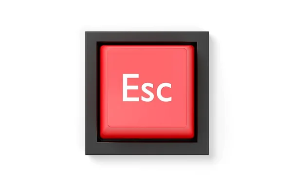 Single Rode Computer Toetsenbord Escape Toets Witte Achtergrond Stoppen Stoppen — Stockfoto