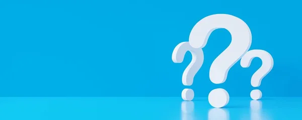 Group White Question Mark Signs Blue Room Background Copy Space — Stock Photo, Image