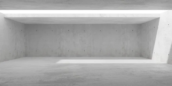 中央とラフフロアの長方形の天井開口部を通して光で現代的な抽象コンクリートの部屋を空に 産業インテリア背景テンプレート 3Dイラスト — ストック写真