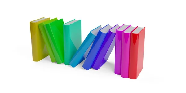 Группа Цветных Книг Твердой Обложке Белом Фоне Литература Учебная Образовательная — стоковое фото