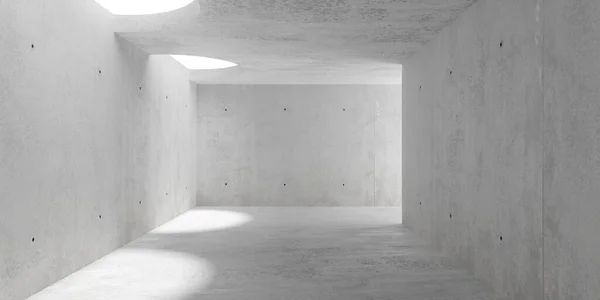 Abstrakter Leerer Moderner Betonraum Mit Runden Öffnungen Links Ecke Und — Stockfoto