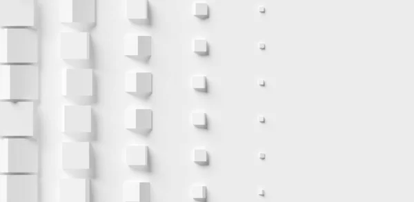 Ряды Вращающихся Масштабируемых Белых Кубических Коробок Блока Фоновых Обоев Баннер — стоковое фото