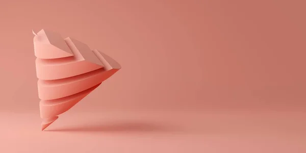 Cono Geométrico Rosa Abstracto Primitivo Cortado Rodajas Sobre Fondo Coralino — Foto de Stock