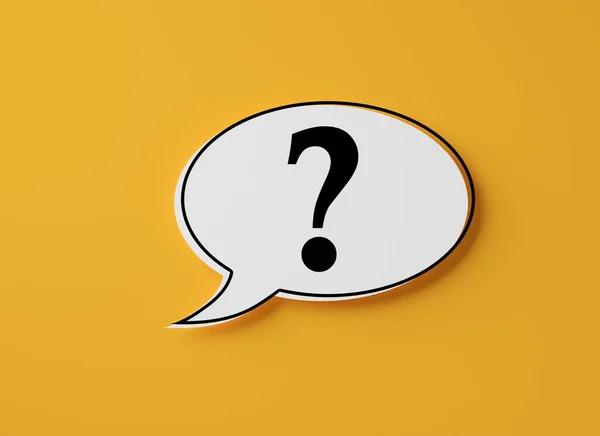 Speech Bubble Question Mark Symbol Yellow Background Help Support Faq — Stock Photo, Image