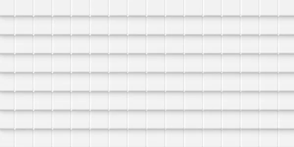 一排排偏移白色方块方块方块背景墙纸横幅平面从上面俯瞰 3D插图 — 图库照片