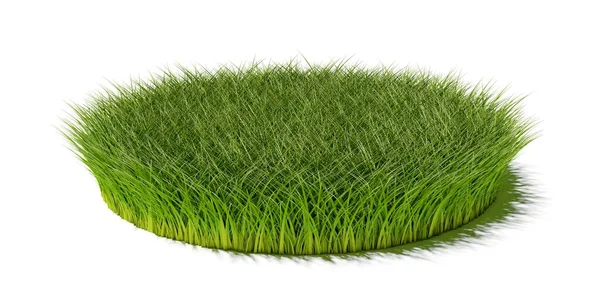 白い背景 春またはエココンセプトテンプレート要素に隔離された長い緑の草の丸パッチまたは島 3Dイラスト — ストック写真