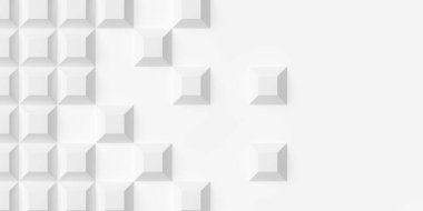 Beyaz kesme piramitleri kutuları arkaplan duvar kağıdı afişini kopya alanı ile engeller, 3B illüstrasyon