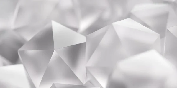 白霜ガラスのヒープ低ポリスフィア幾何学的プリミティブまたは選択的焦点 現代の最小抽象多角形の背景 3DイラストとIcosahedons — ストック写真