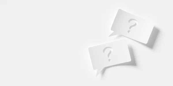 Two White Speech Bubbles Question Mark Icon Cut Out White — Stock Photo, Image