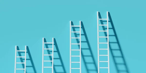 Series Row Ladders Cyan Wall Background Business Success Career Achievement — 스톡 사진